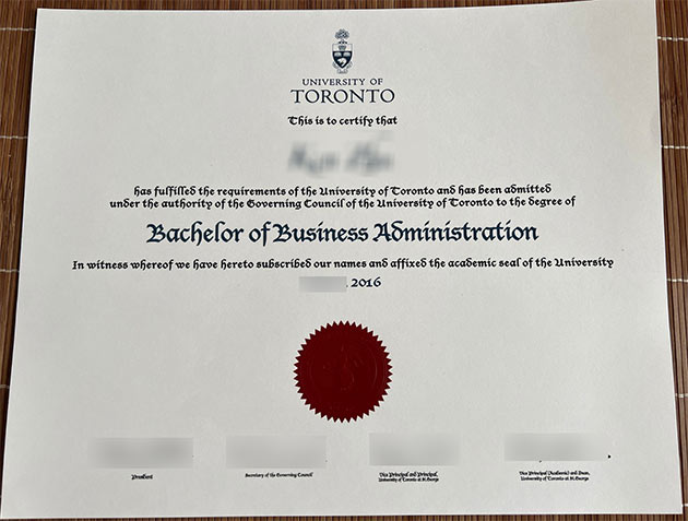 University of Toronto Certificate 2016 edition