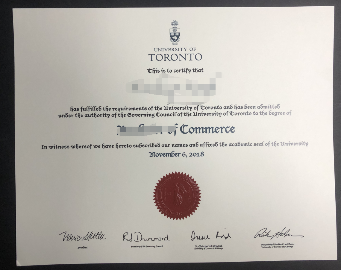 University of Toronto Certificate 2018 edition