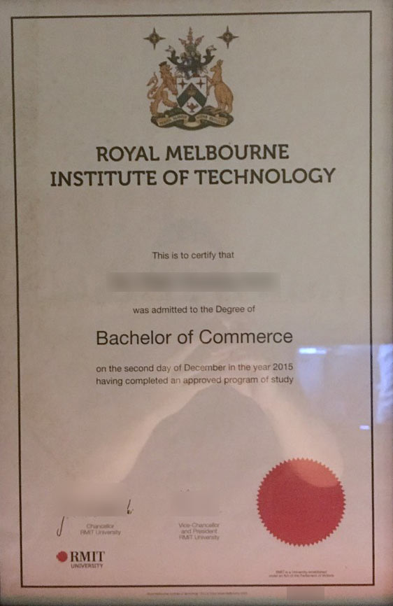 RMIT Bachelor of Commerce in 2015