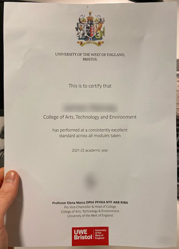 2021 UWE Certificates