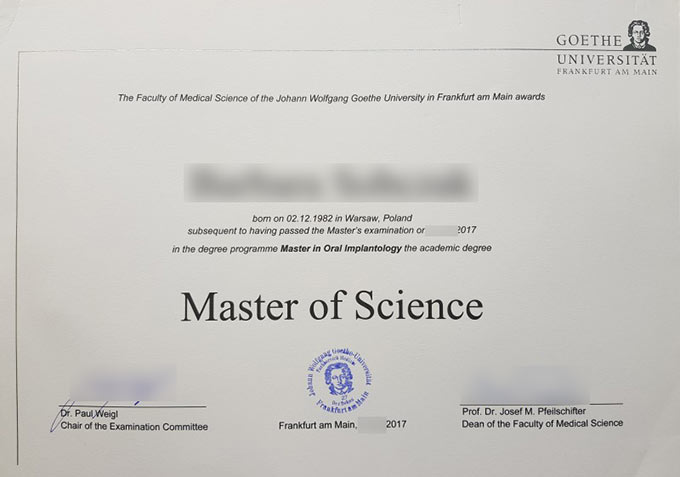 2017 Master of Science degree,University of Frankfurt