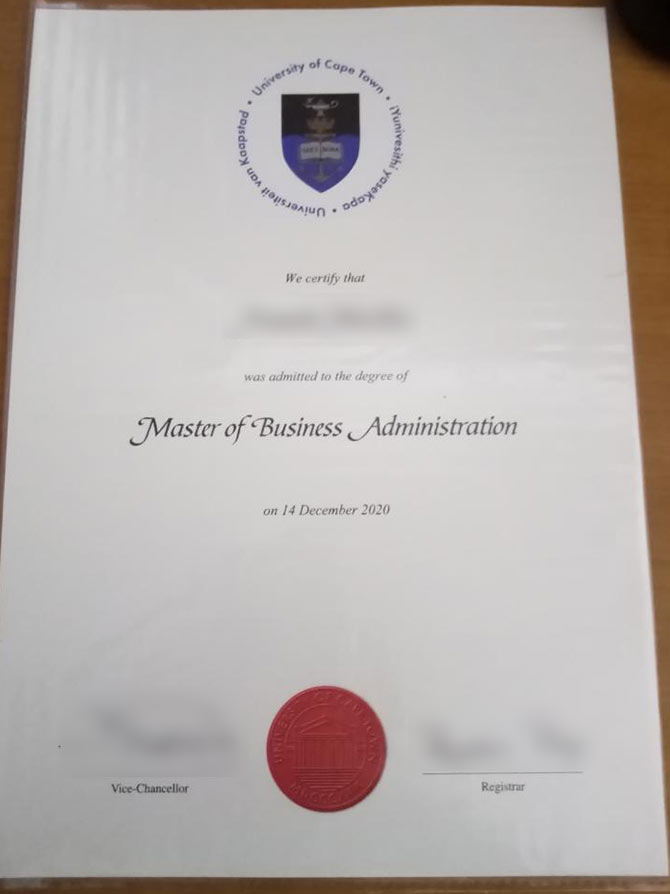 2020 Master of Business Administration, University of Cape Town