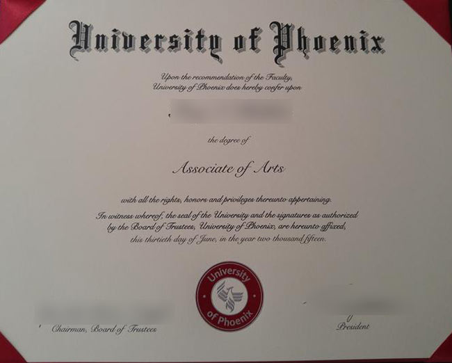 2015 Associate of arts degree from the University of Phoenix