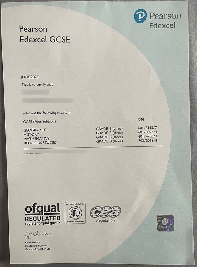 2023 Pearson Edexcel GCSE Certificate