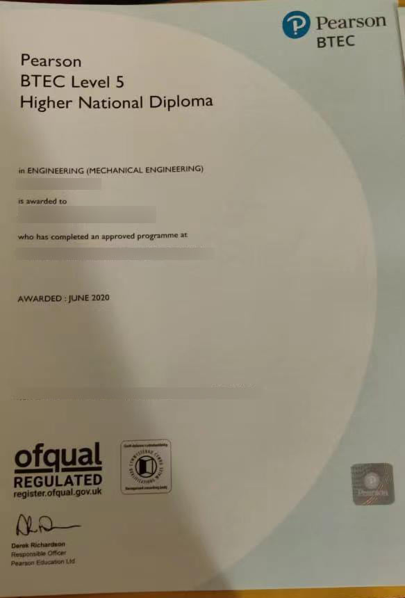 2022 Pearson BTEC Level 5 Certificate Sample