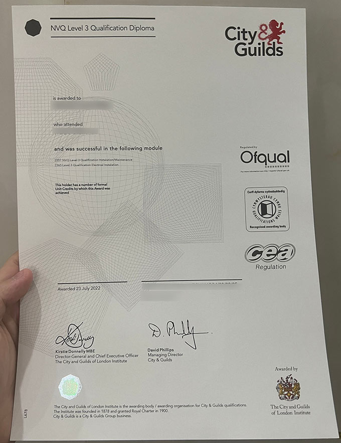 Level 3 certificate for City and Guilds electrical installation in 2022