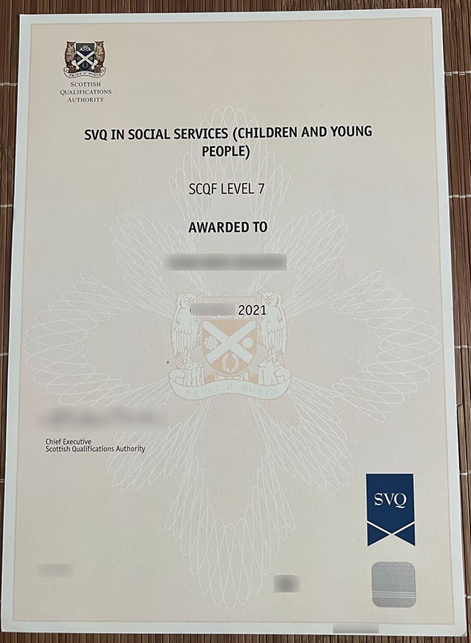 SQA 2021 SCQF Level 7 Certificate for Children and Young People