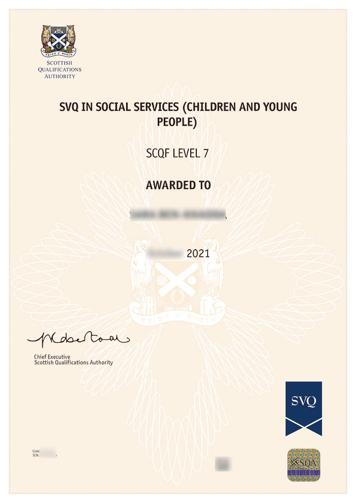 SQA 2021 SCQF 7 certificates