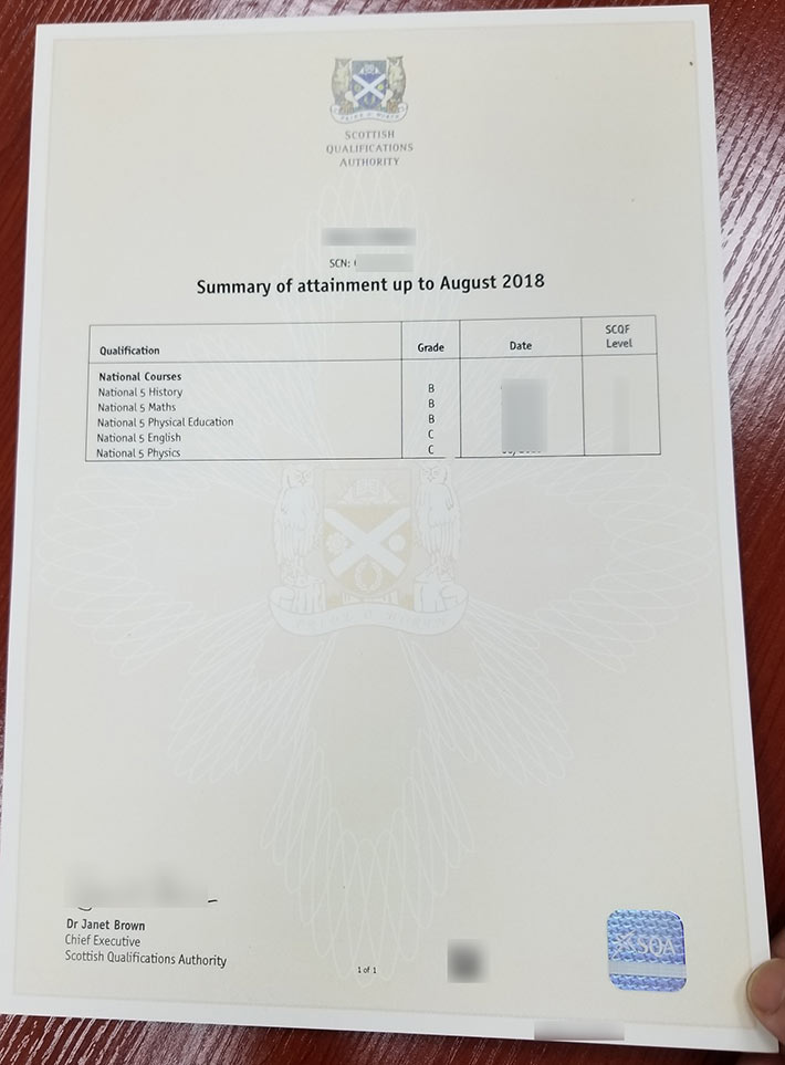 SQA 2018 transcripts score sample