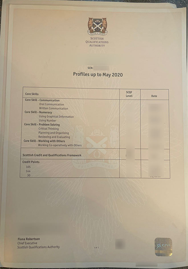 SQA 2020 transcripts score sample