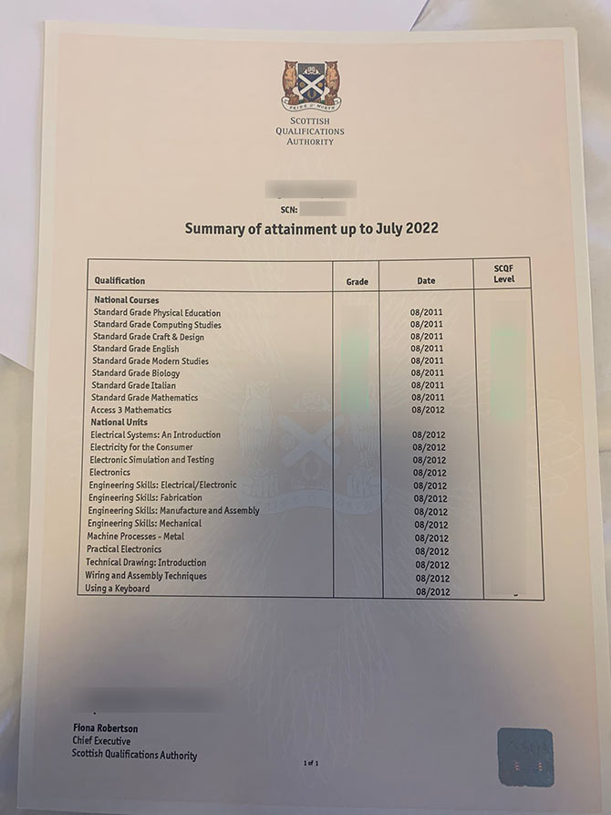 SQA 2022 transcripts score sample