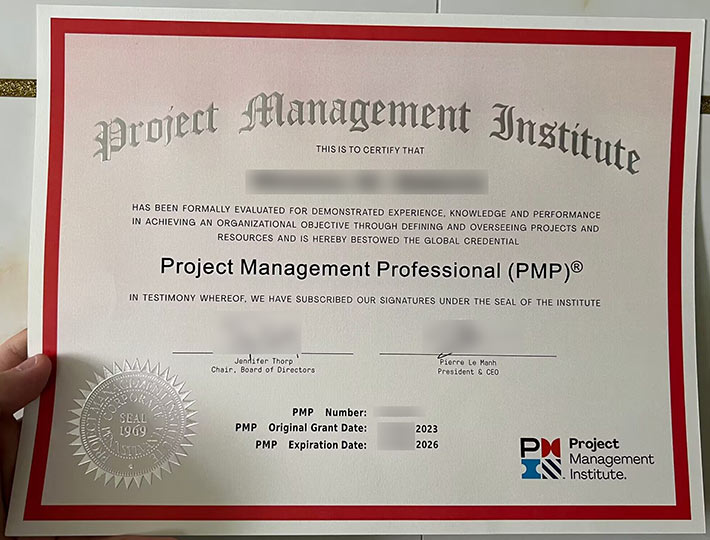 2023-2026 PMP certificate sample