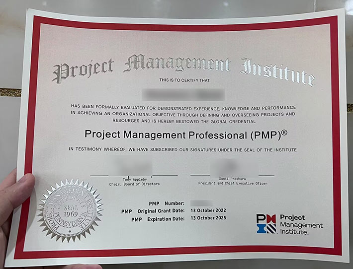 2022-2025 PMP certificate sample