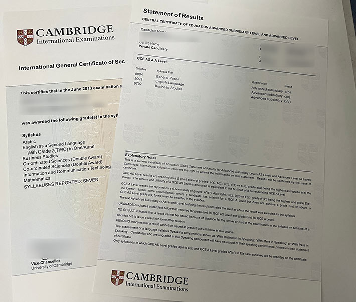 2013 IGCSE Certificate with A level