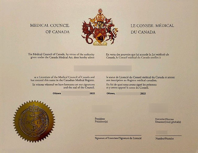 2022 Medical Board of Canada Certificate