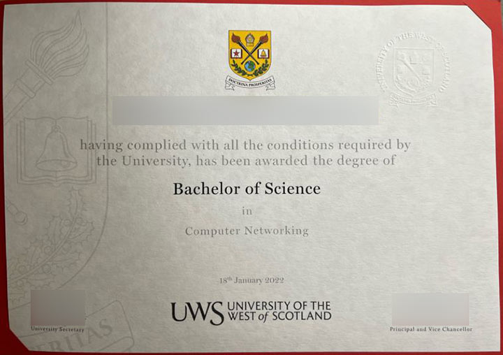 Bachelor of Science degree from UWS in 2022