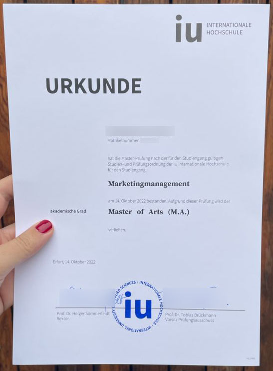 Master of Arts,IU Internationale Hochschule,2022