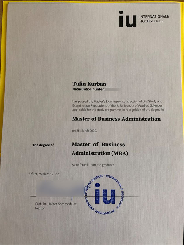 2022 Master of Business IU Internationale Hochschule