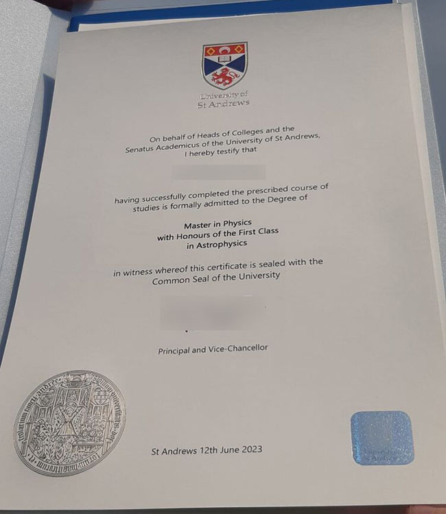 2023 First Class Honorary Doctorate from the University of St Andrews