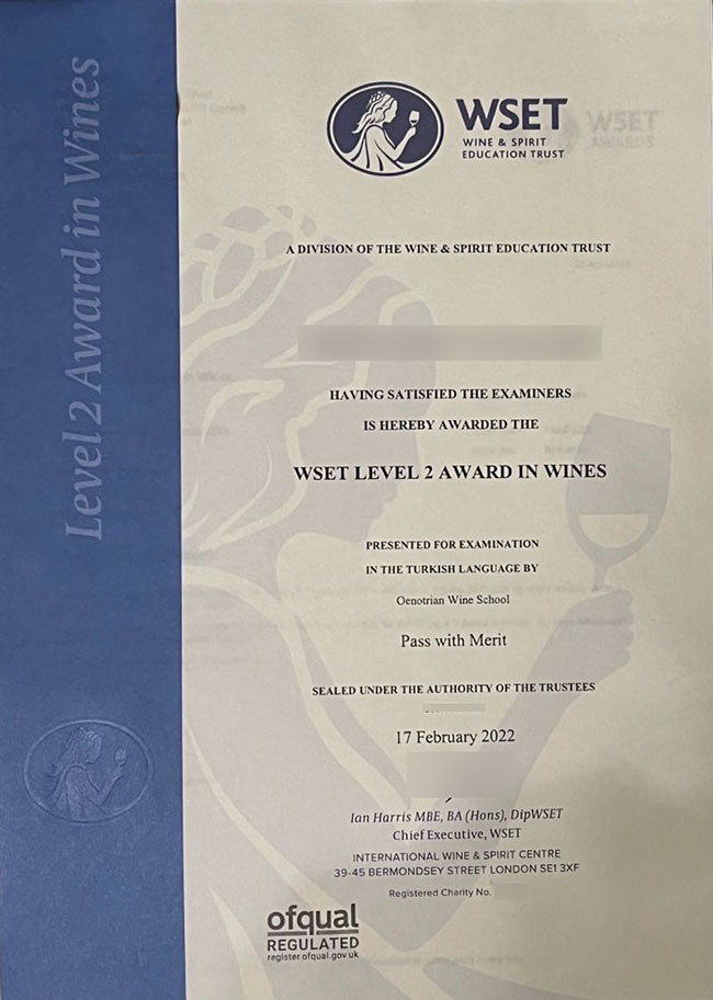 Diploma II in WINES AND SPIRITS 2022