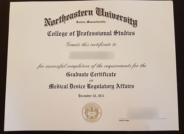 2021 Northeastern University Diploma Certificate