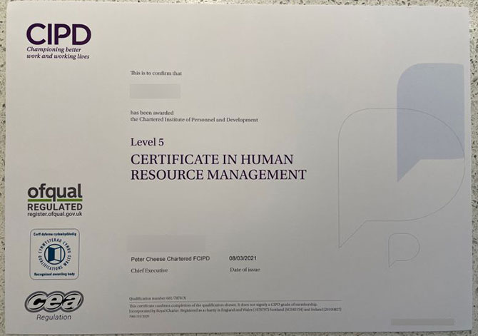 2021 CIPD Level 5 Human Resource Management Certificate