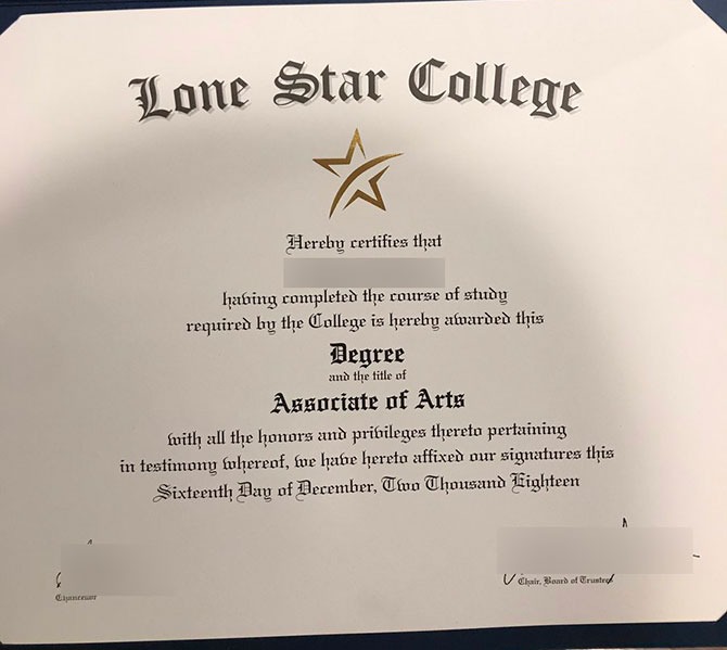 Associate of Arts, Lone Star College,2018