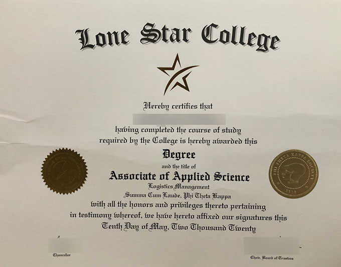 Associate of Applied Science,Lone Star College,2020