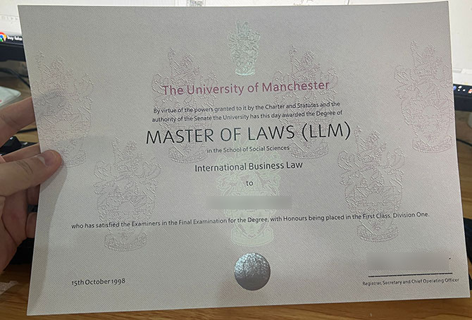 Master of Laws,University of Manchester,1998 version