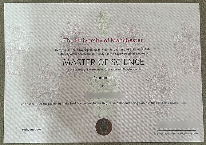 Master of Science,University of Manchester,2005 edition