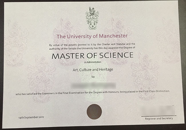 Master of Science,University of Manchester,2012 edition