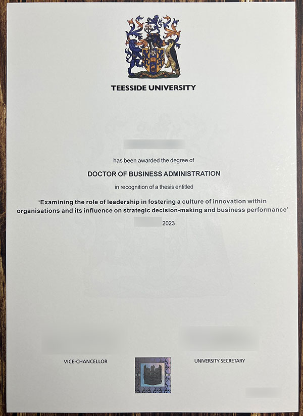 2023 Doctor of Business Administration,Teesside University