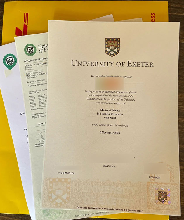 2023 Master of Science degree from the University of Exeter