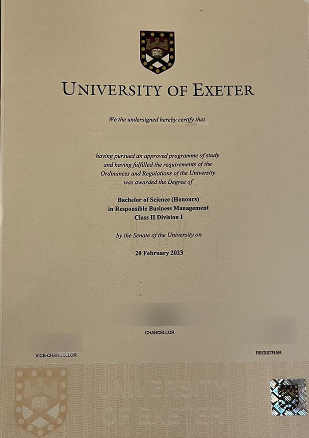 Bachelor of Science from the University of Exeter in 2023