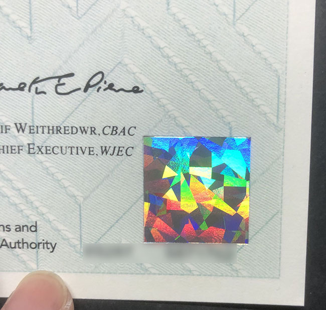 WJEC certificates hologram