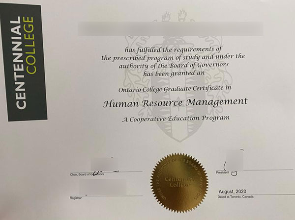 2020 Centennial College Human Resource Management Certificate