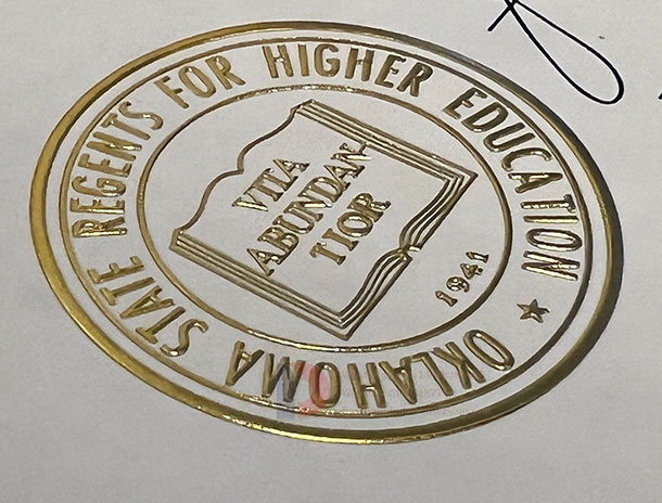 University of Oklahoma embossed seal