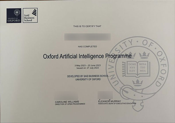 Said Business School Artificial Intelligence program certificate in 2023