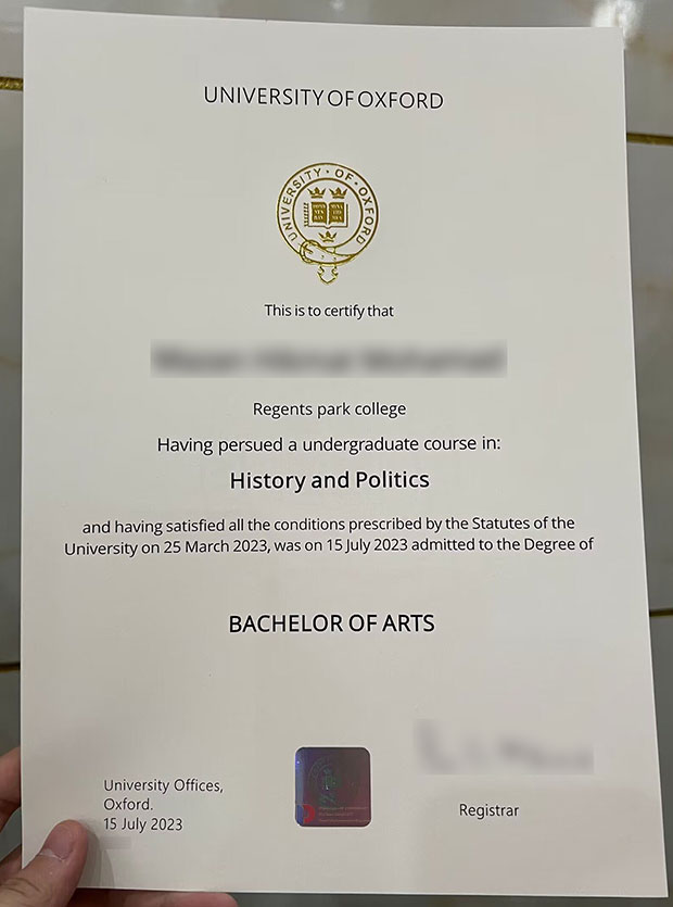 2023 Bachelor of Arts,University of Oxford