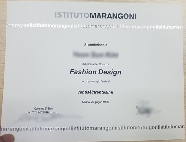 1998 Istituto Marangoni Fashion Design Certificate