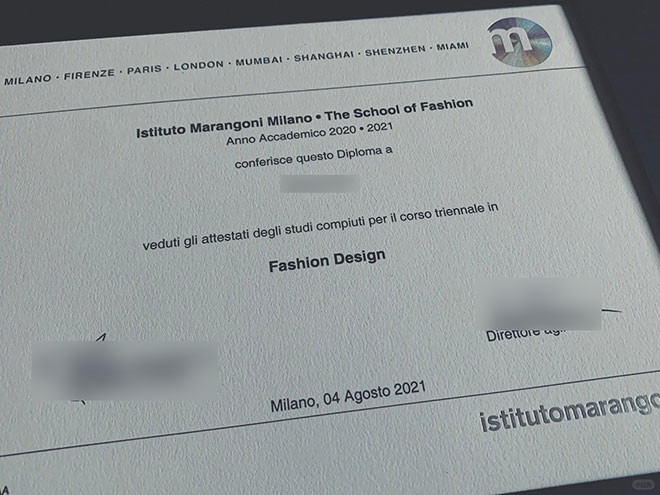 2021 Istituto Marangoni Fashion Design Certificate