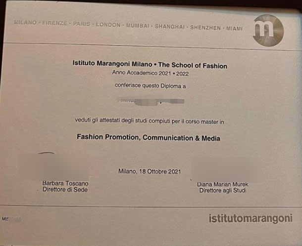 2021 Istituto Marangoni Fashion Promotion Communication and media