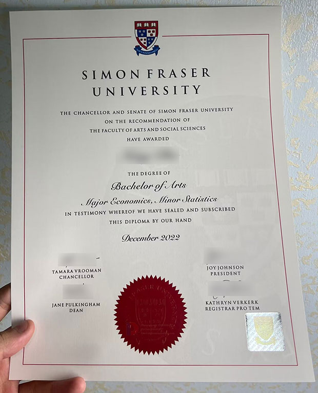 Sample Bachelor of Arts from SFU in 2022