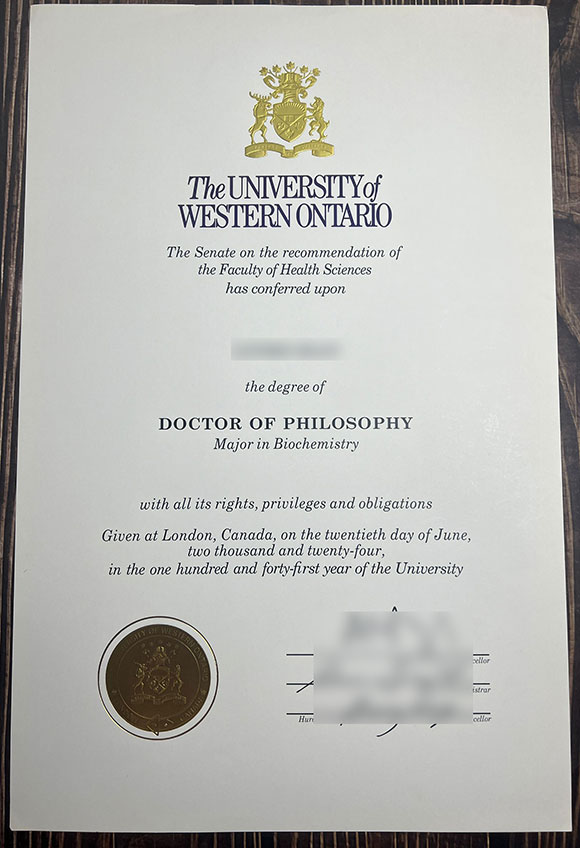 University of Western Ontario 2024 Doctor of Philosophy degree sample