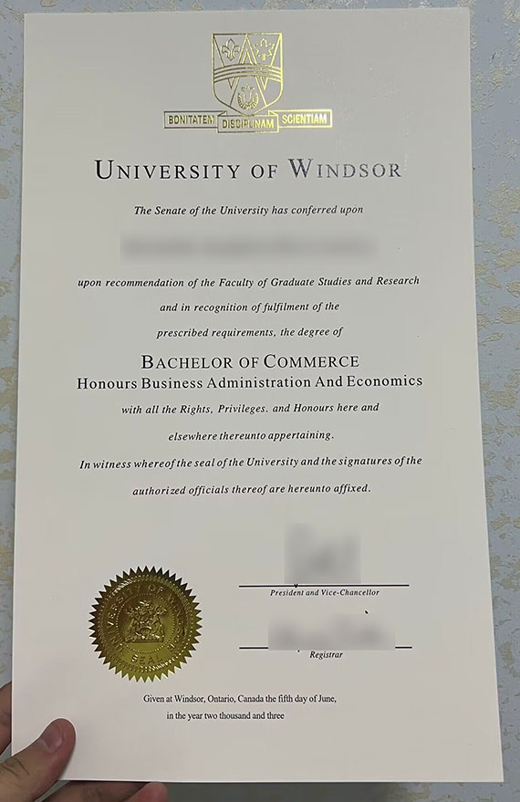 2003 Sample Honours degree in Business Administration and Economics from the University of Windsor