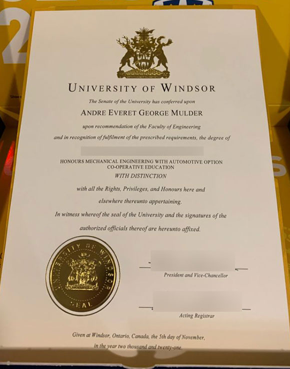 Sample University of Windsor Diploma 2021