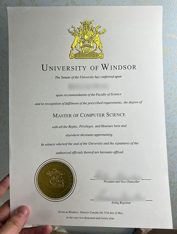 Sample of a Master's degree in Computer Science from the University of Windsor in 2024