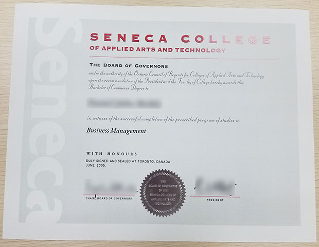 2005 Seneca College Certificate in Business Administration