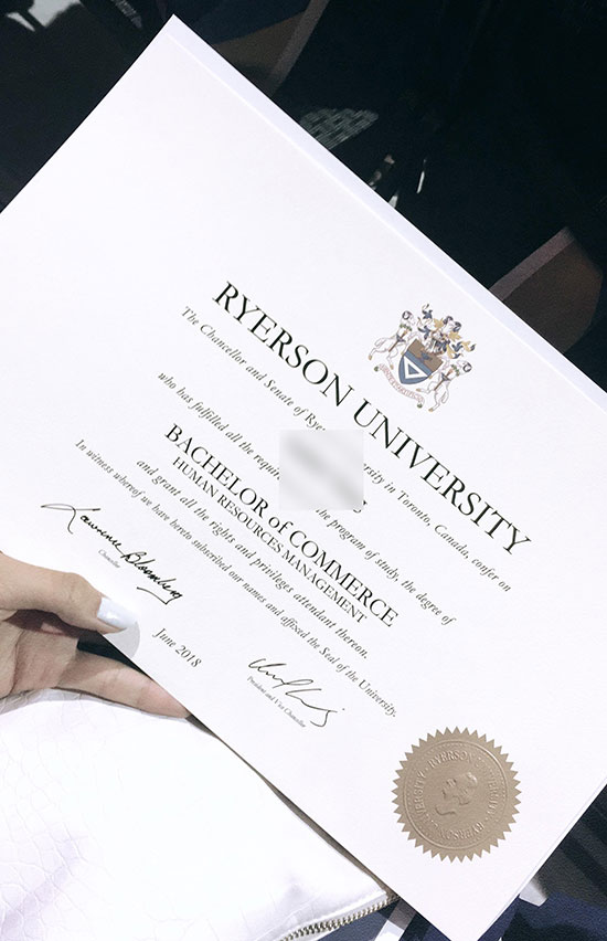 2018 Ryerson University Business Bachelor's degree sample