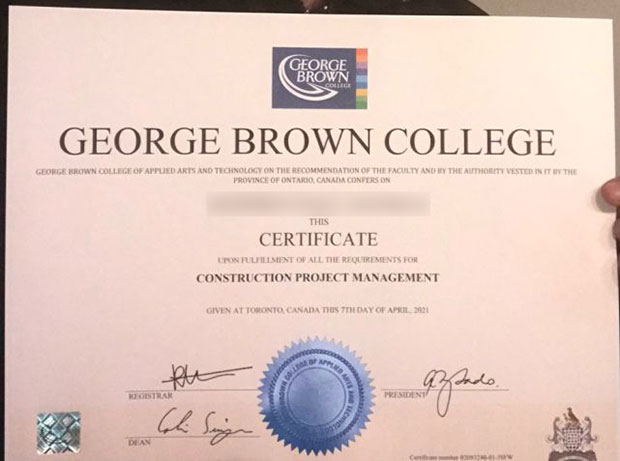 George Brown College 2021 Diploma in Construction Project Management